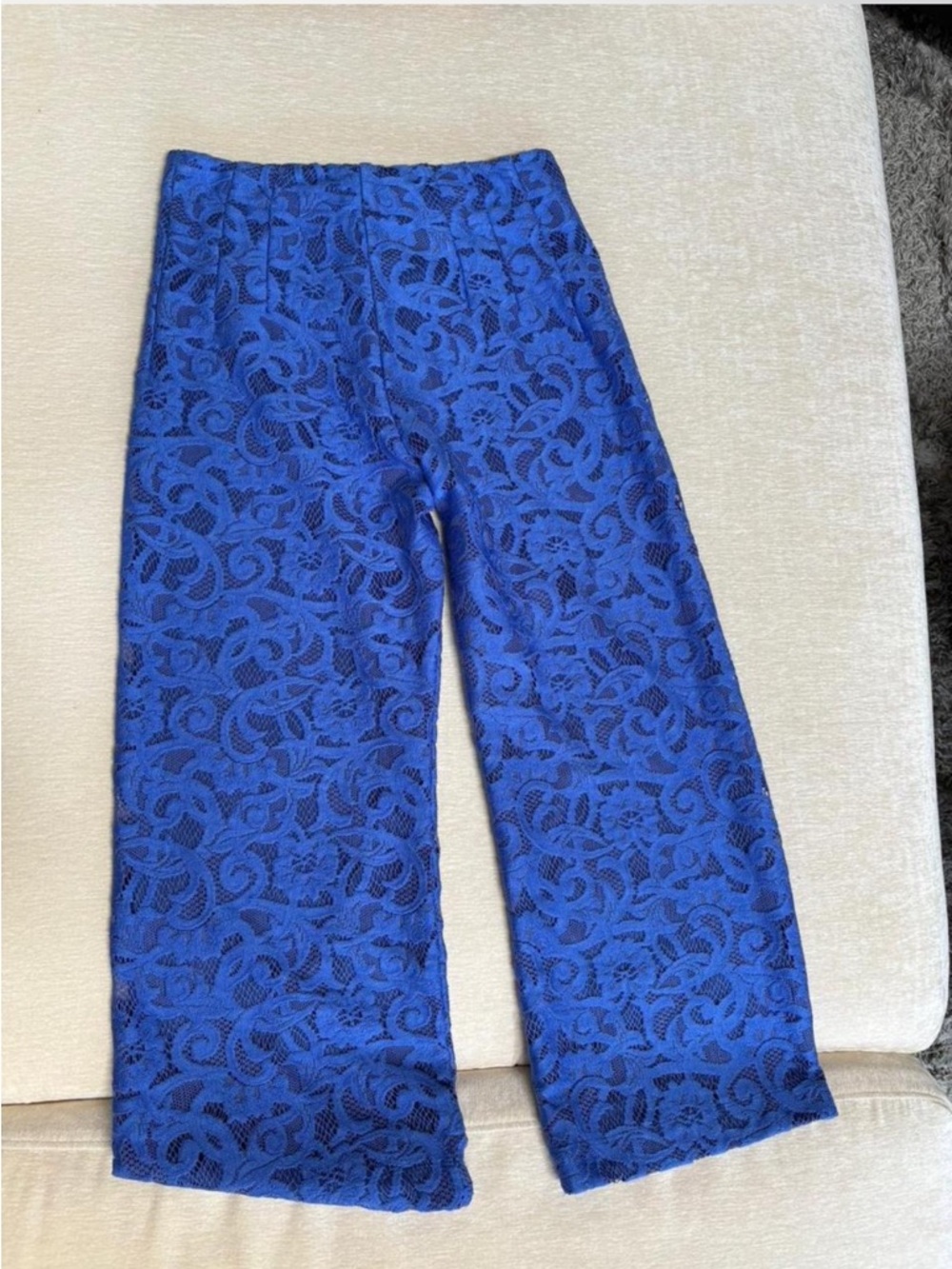 Anthropologie Maeve Royal Blue Lace pant capris - Picture 6 of 9